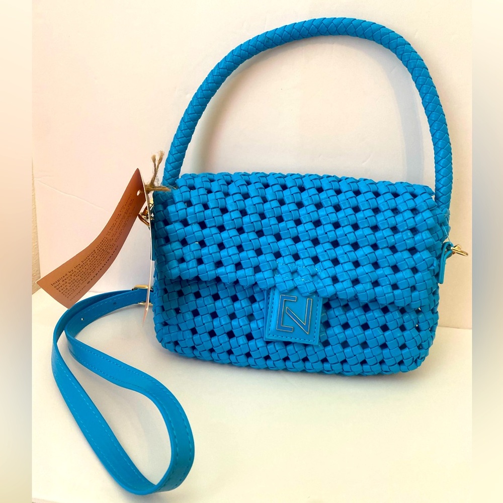 E/N Expressions NYC Woven Handbag Crossbody Shoulder Bag 2-in-1 Purses  Blue NWT